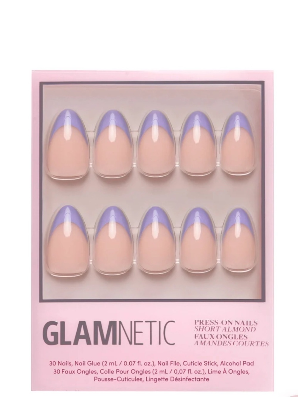 Glamnetic Short Almond Press-On Nails in Lavender French Tip